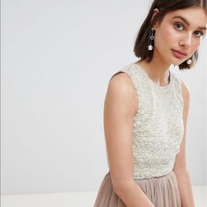 Lace & Beads Mermaid Embellishment Cropped Top